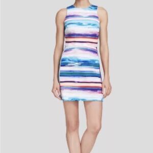 Amanda Uprichard Watercolor Striped Scuba Dress